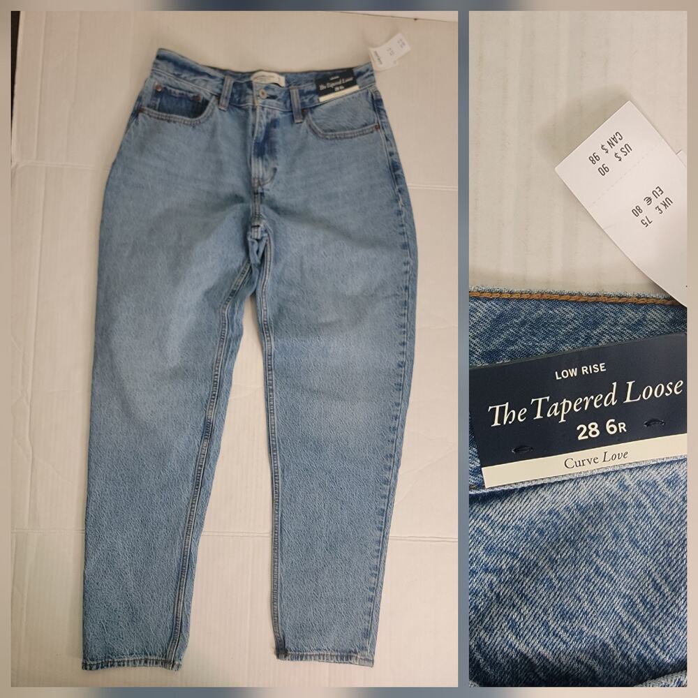 Abercrombie & Fitch Jeans 28 Low Rise Tapered Loose Balloon Leg Curve Love NEW